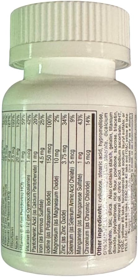 Pack of 200 GeriCare One-Daily Multi-Vitamin & Minerals Tablets for Dietary Supplement