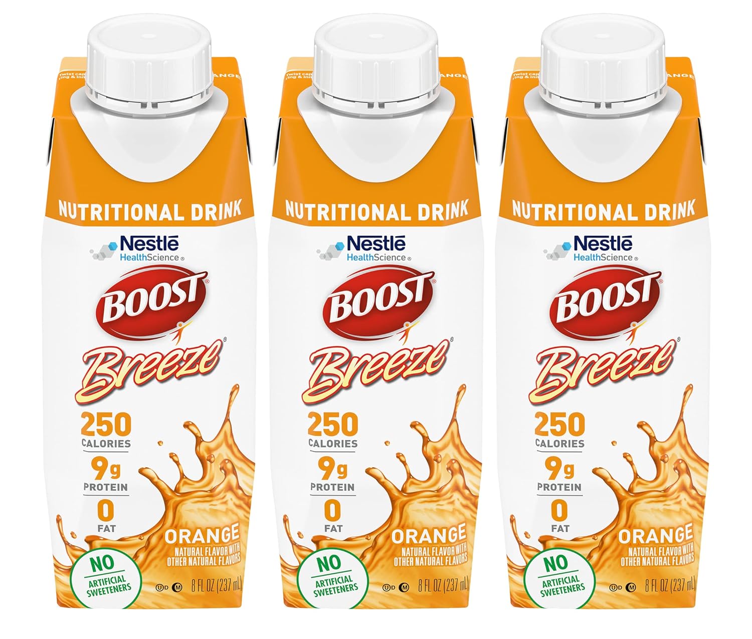 Pack of 3 Boost Breeze Orange Nutritional Drinks, 8 Fl Oz Each
