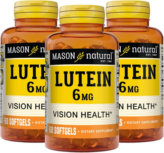 Pack of 3 Mason Natural Lutein 6 mg with Vitamin E for Healthy Vision & Eye Function, 6 Month Supply