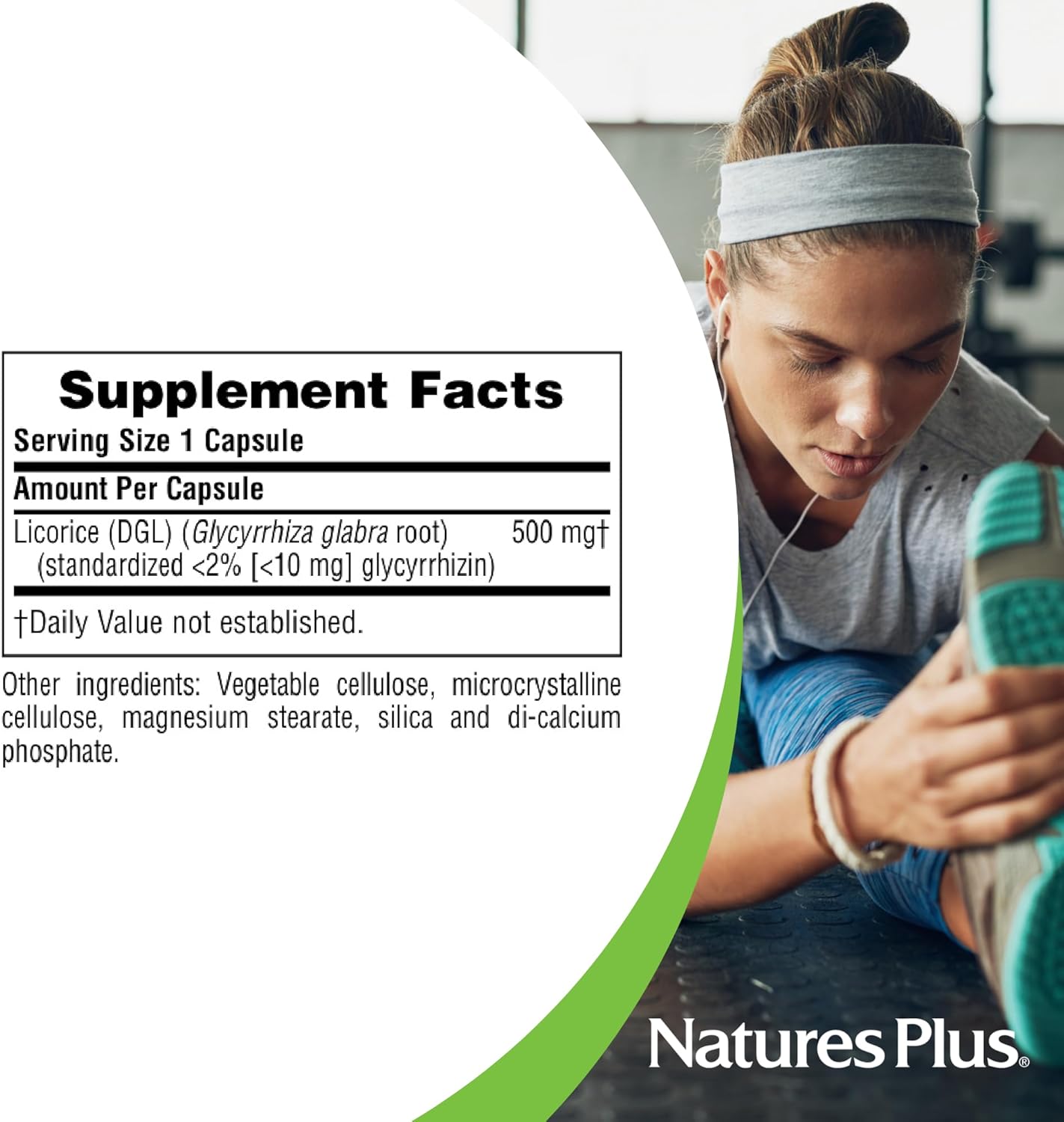 Pack of 3 Natures Plus Herbal Actives Licorice (DGL) 500 mg Capsules - 60 Count Each - Promotes Digestive Health & Wellness - Vegetarian & Gluten-Free - 180 Servings Total