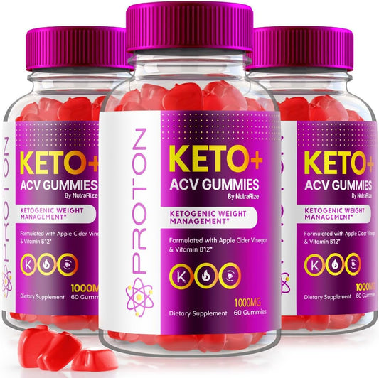 Pack of 3 NutraRize Proton Keto ACV Gummies for Advanced Slimming Formula - 1000 MG Maximum Strength Supplement with 180 Gomitas Reviews