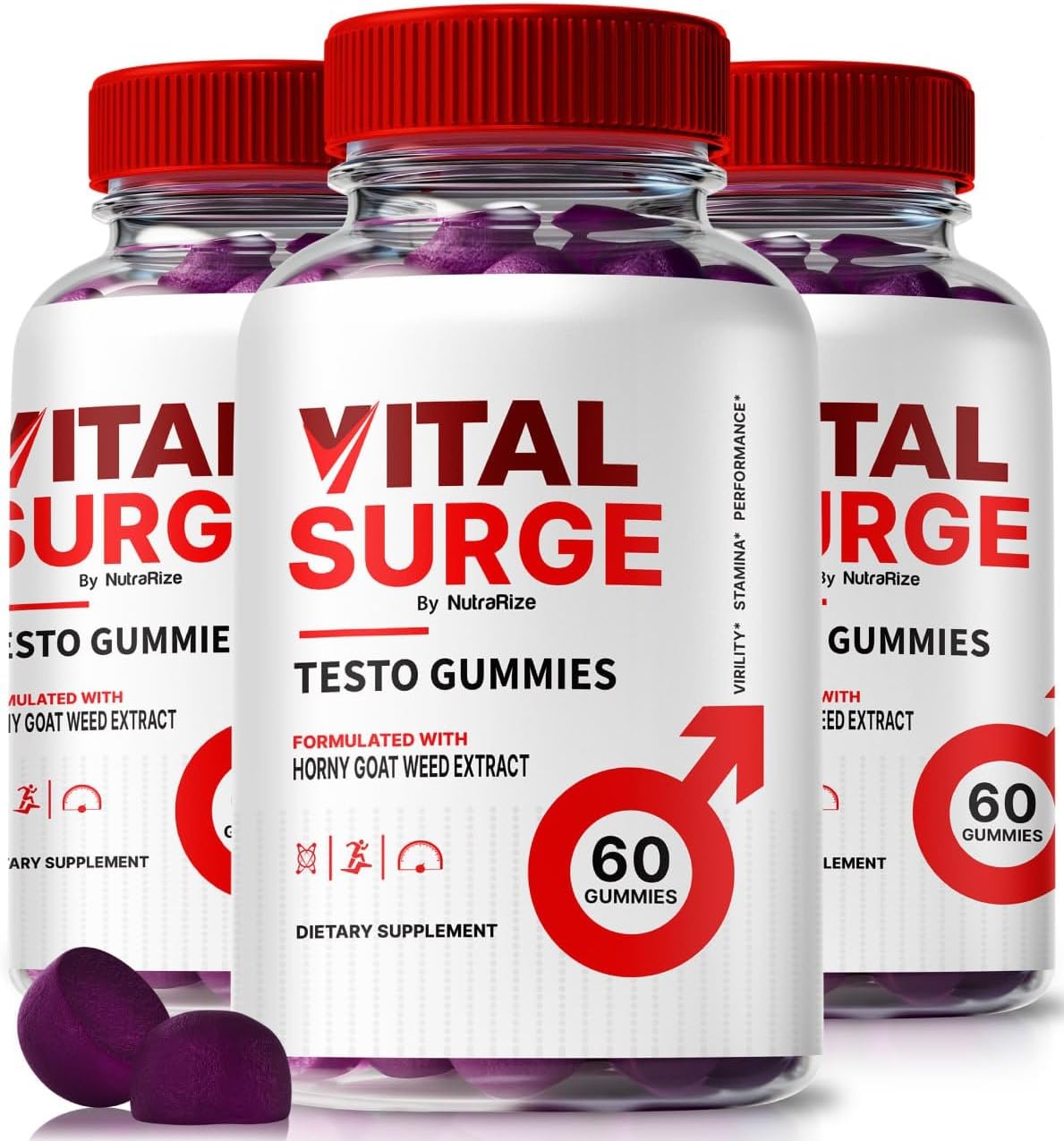 Pack of 3 NutraRize Vital Surge Gummies with Apple Cider Vinegar - Official Gomitas Reviews (180 Gummies)