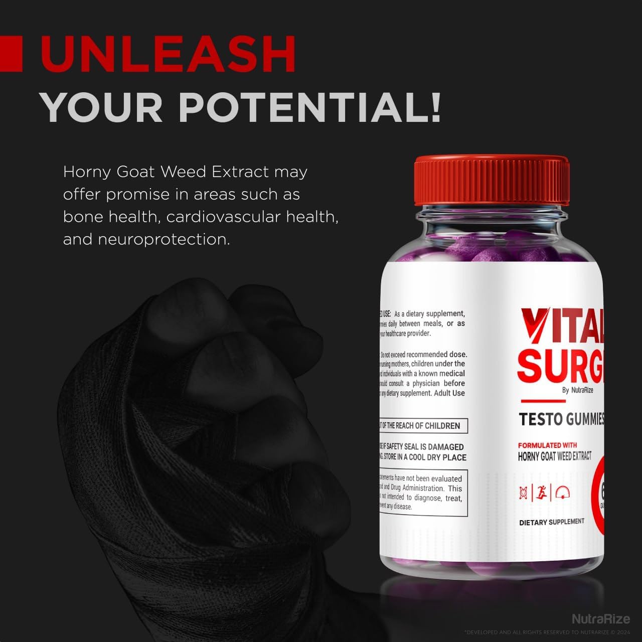 Pack of 3 NutraRize Vital Surge Gummies with Apple Cider Vinegar - Official Gomitas Reviews (180 Gummies)