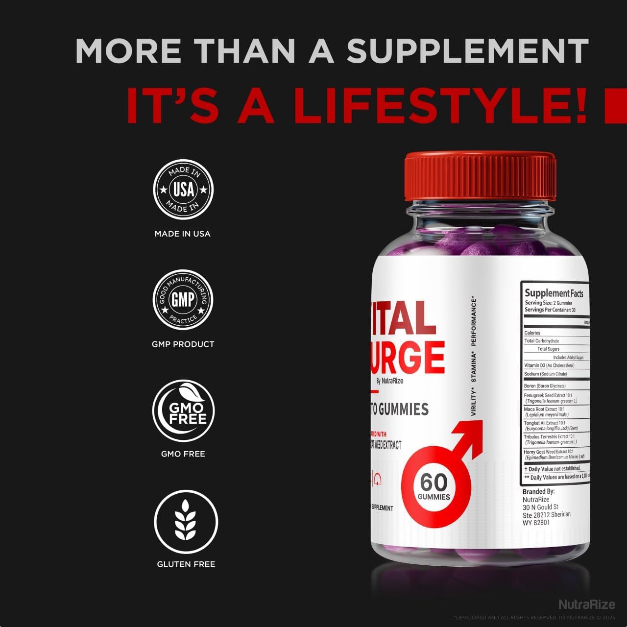 Pack of 3 NutraRize Vital Surge Gummies with Apple Cider Vinegar - Official Gomitas Reviews (180 Gummies)