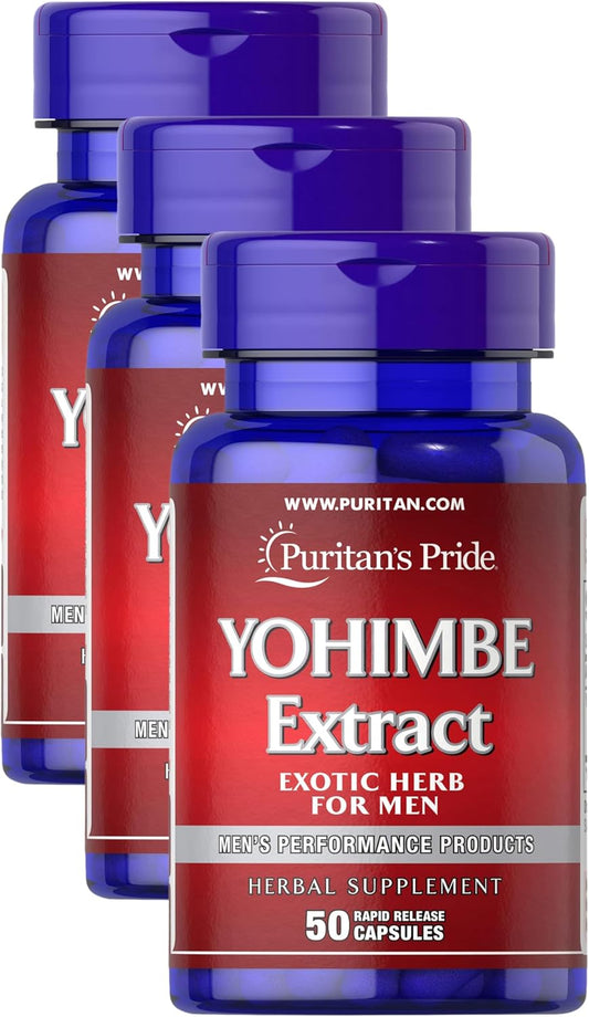 Pack of 3 Puritan's Pride Yohimbe 1000 Mg Capsules - 50 Count, Vegetarian Capsules