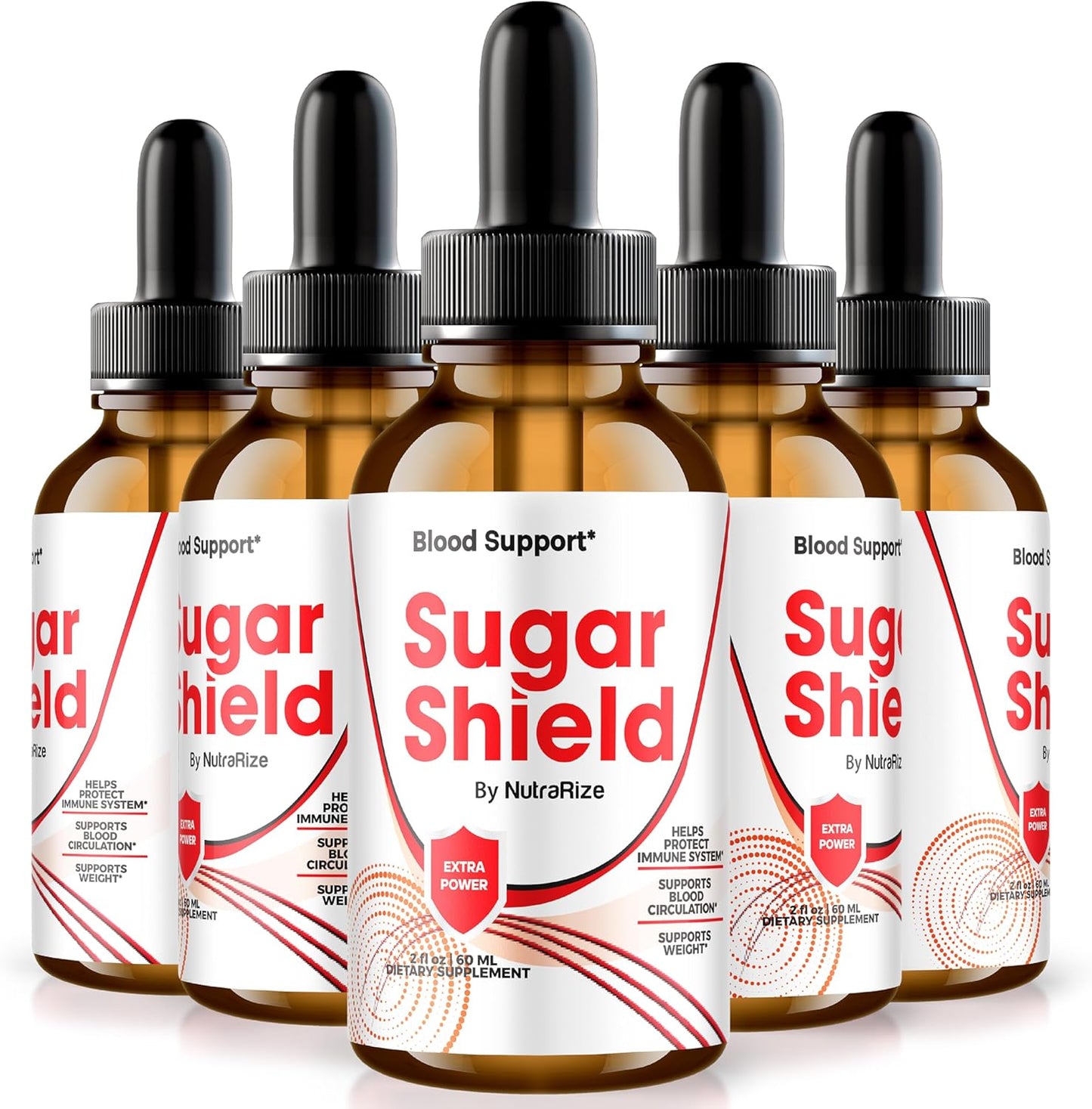 Pack of 5 NutraRize Sugar Shield Drops - Maximum Strength Blood Support Liquid Supplement with Natural Blood Blend Complex - 150 Servings