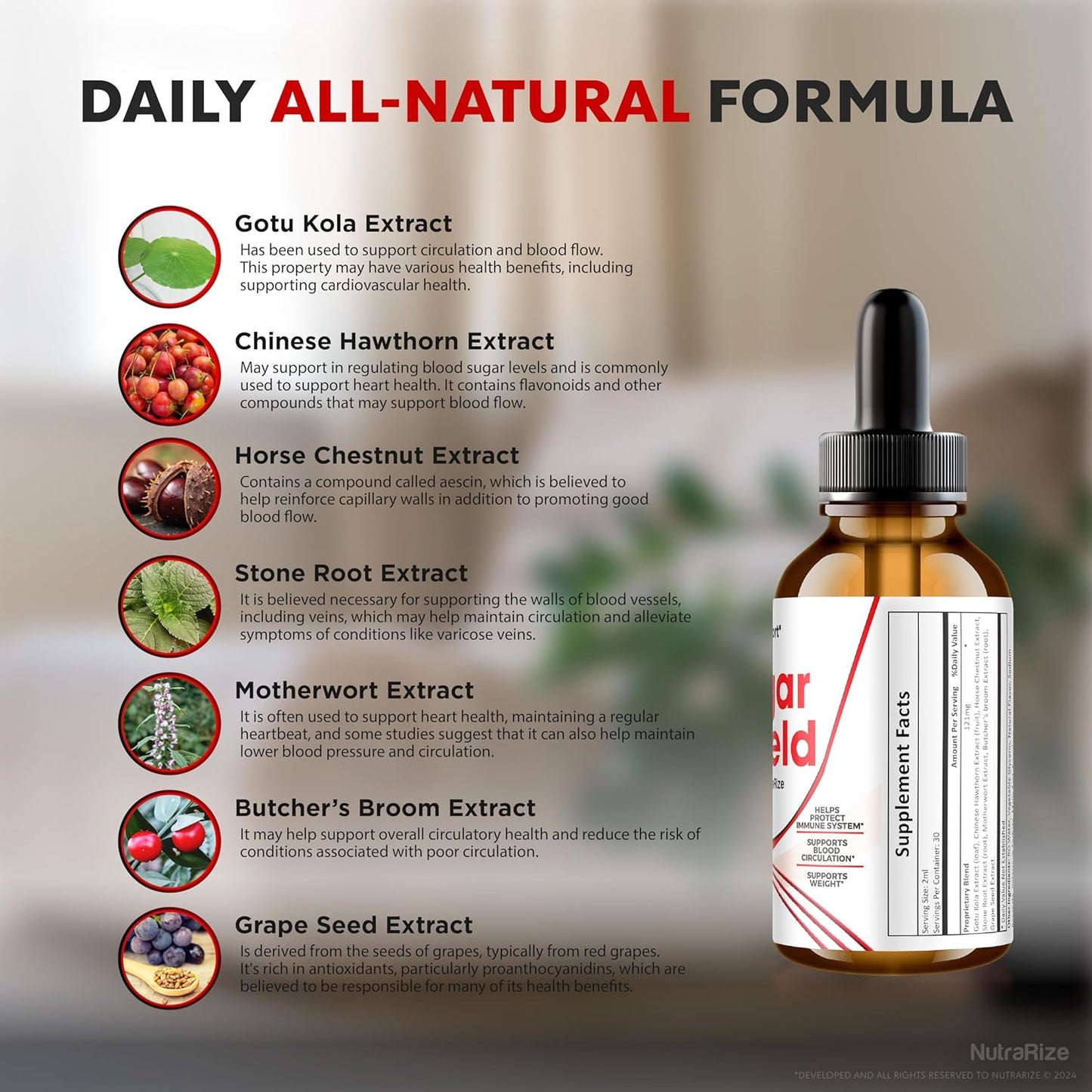 Pack of 5 NutraRize Sugar Shield Drops - Maximum Strength Blood Support Liquid Supplement with Natural Blood Blend Complex - 150 Servings