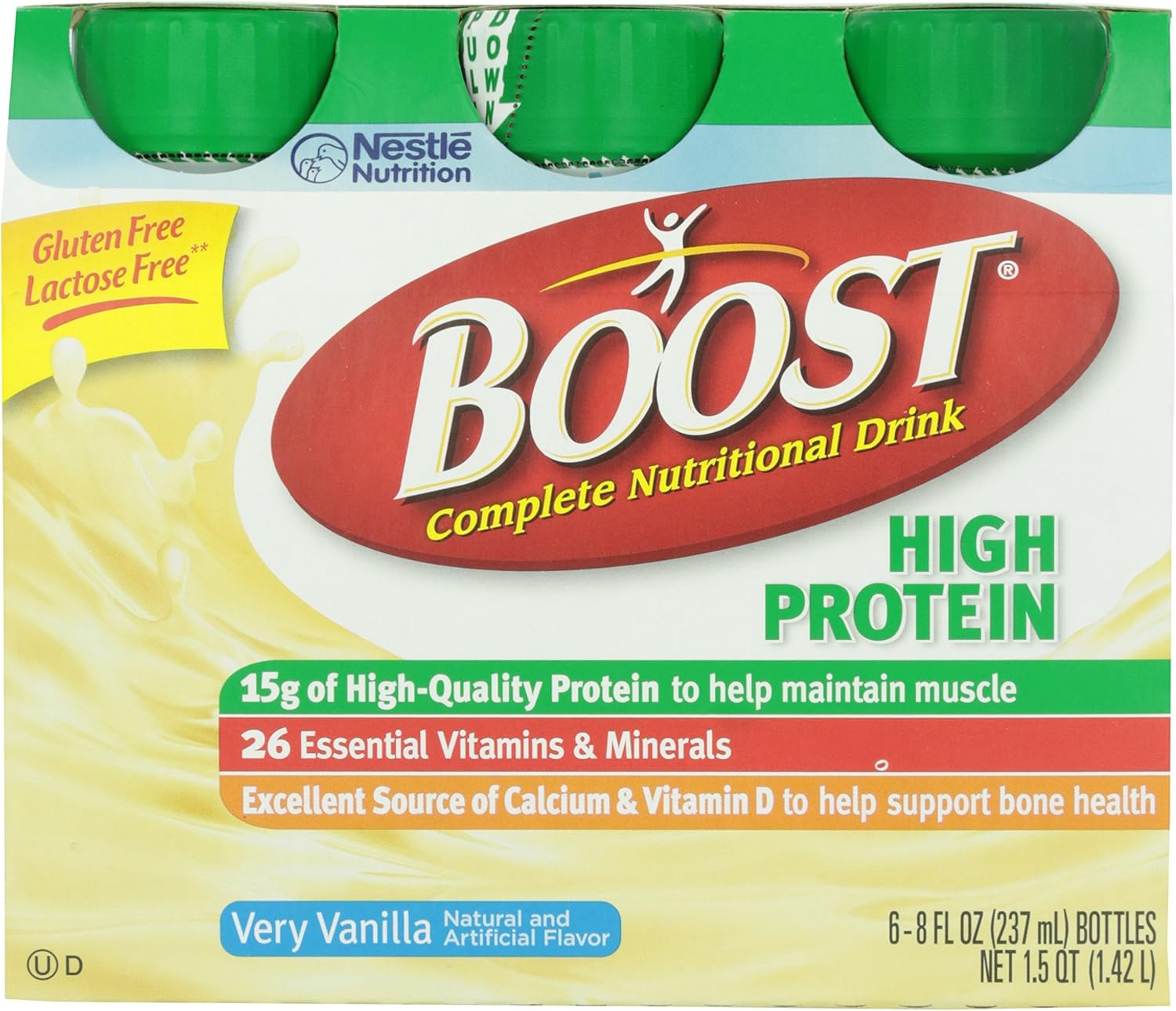 Pack of 6 BOOST Very Vanilla High Protein Nutritional Drinks, 8 FL OZ