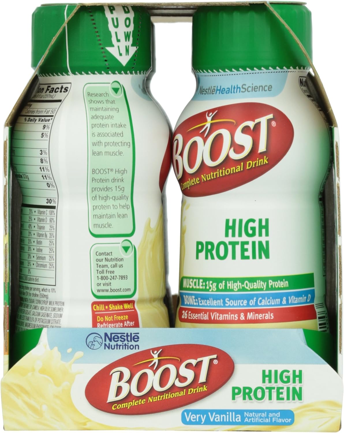 Pack of 6 BOOST Very Vanilla High Protein Nutritional Drinks, 8 FL OZ