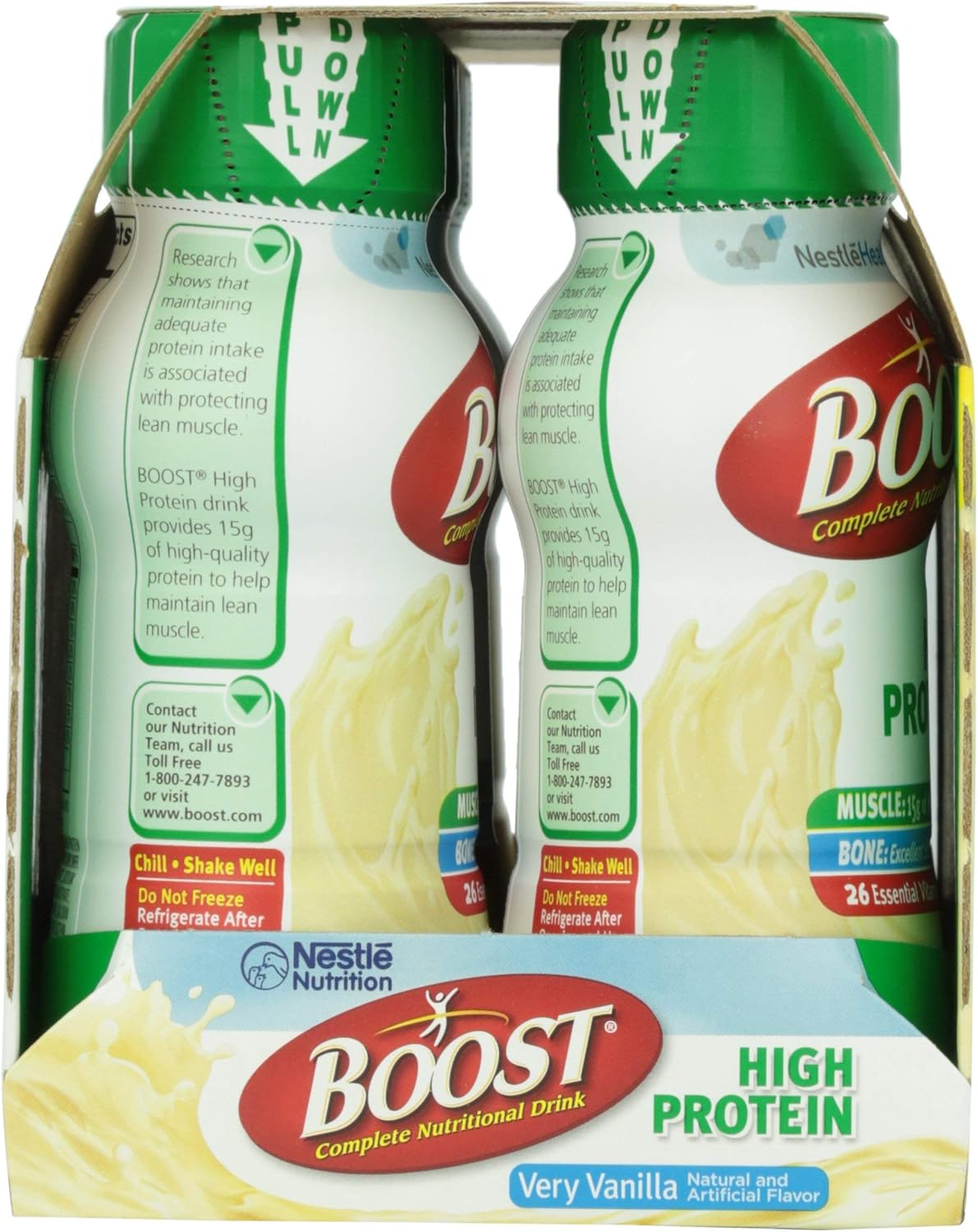 Pack of 6 BOOST Very Vanilla High Protein Nutritional Drinks, 8 FL OZ