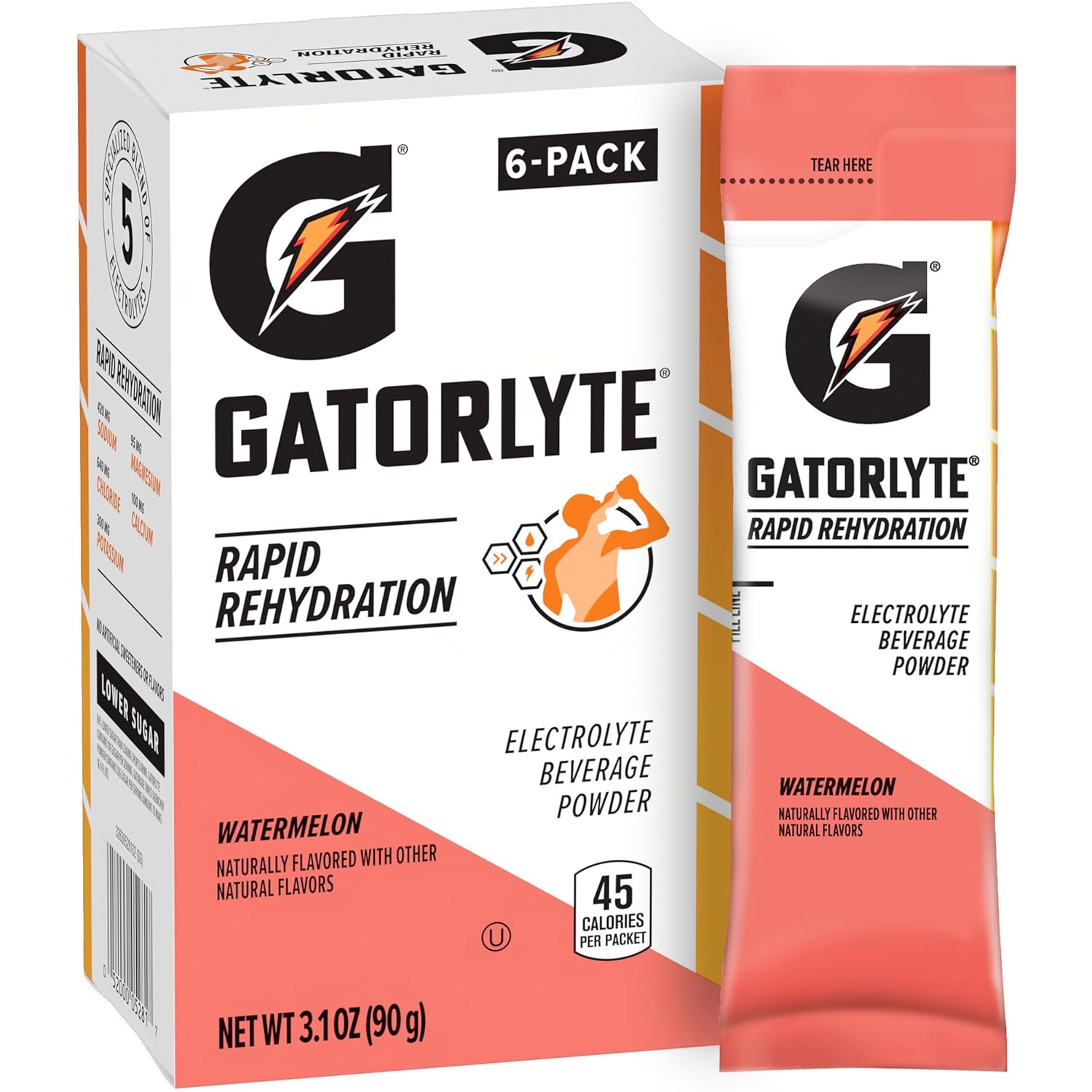 Pack of 6 Gatorlyte Powder Watermelon 16.9oz - Rehydrate & Replenish Electrolytes
