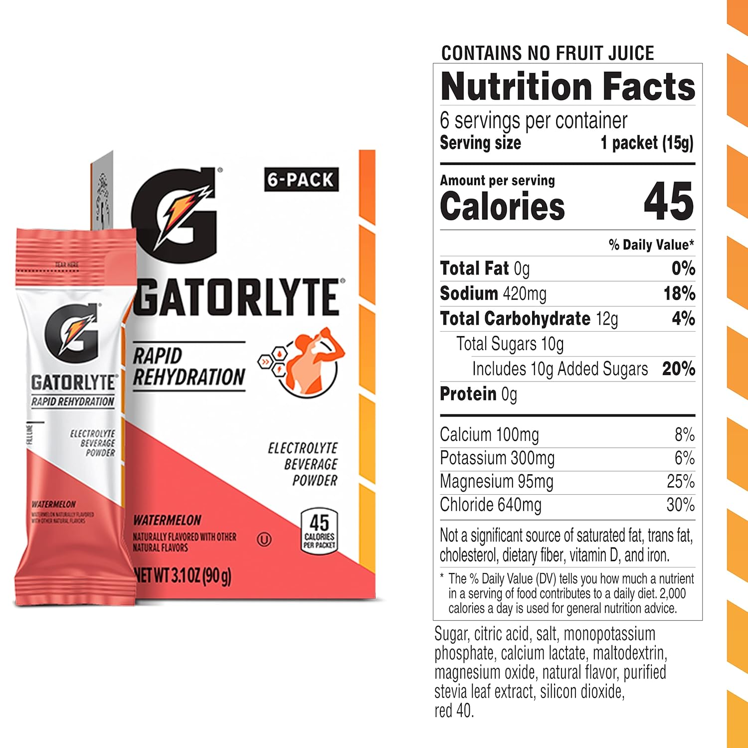 Pack of 6 Gatorlyte Powder Watermelon 16.9oz - Rehydrate & Replenish Electrolytes