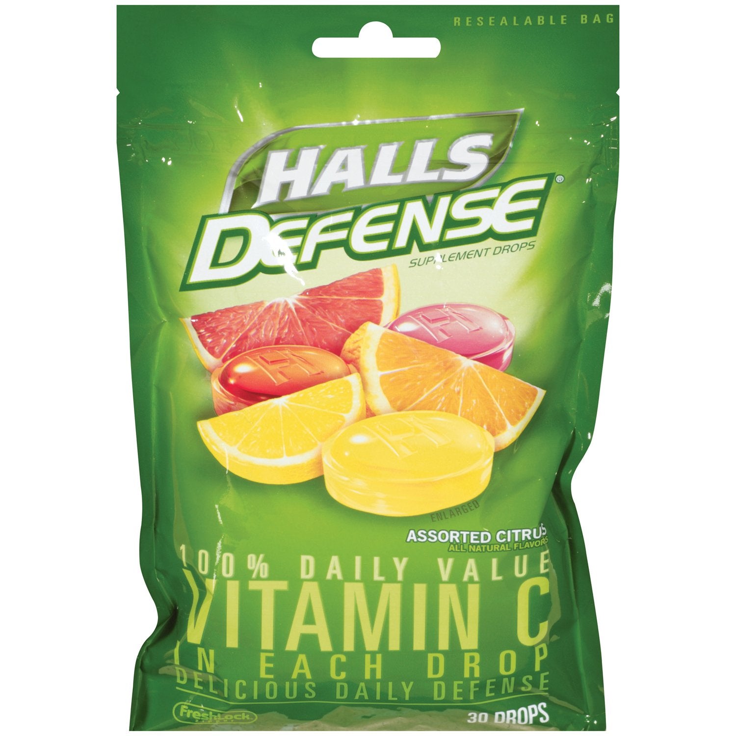Pack of 6 Halls Defense Vitamin C Drops, 30-count each