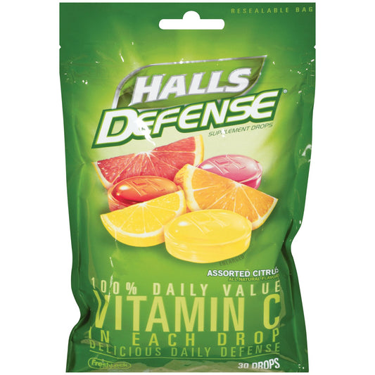Pack of 6 Halls Defense Vitamin C Drops, 30-count each