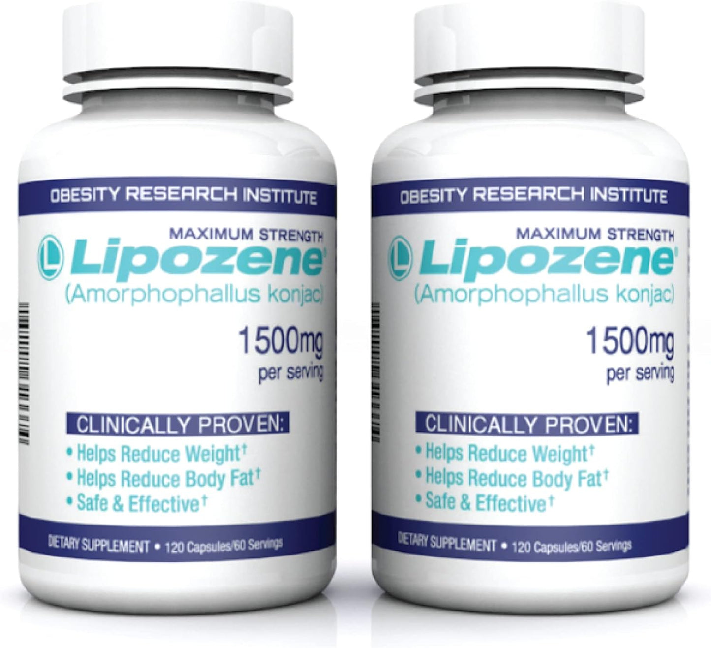 Pair of Lipozene 120 Count Bottles for Weight Loss Support