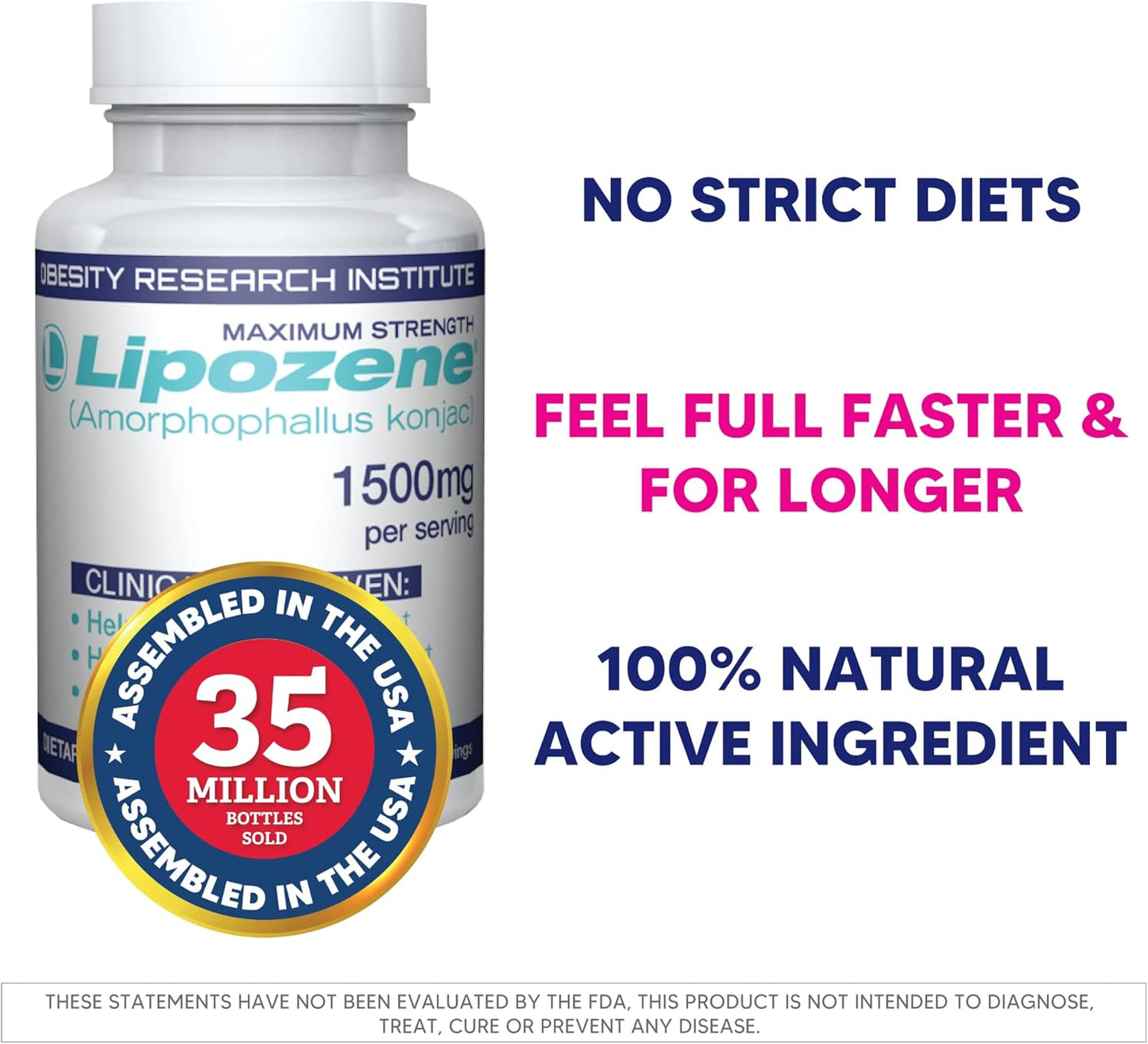 Pair of Lipozene 120 Count Bottles for Weight Loss Support