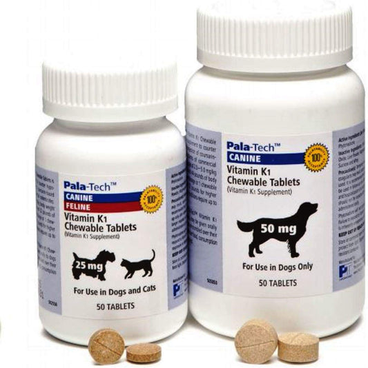 Pala-Tech Vitamin K1 Chewable Tablets 50mg for Dogs - 50 Count