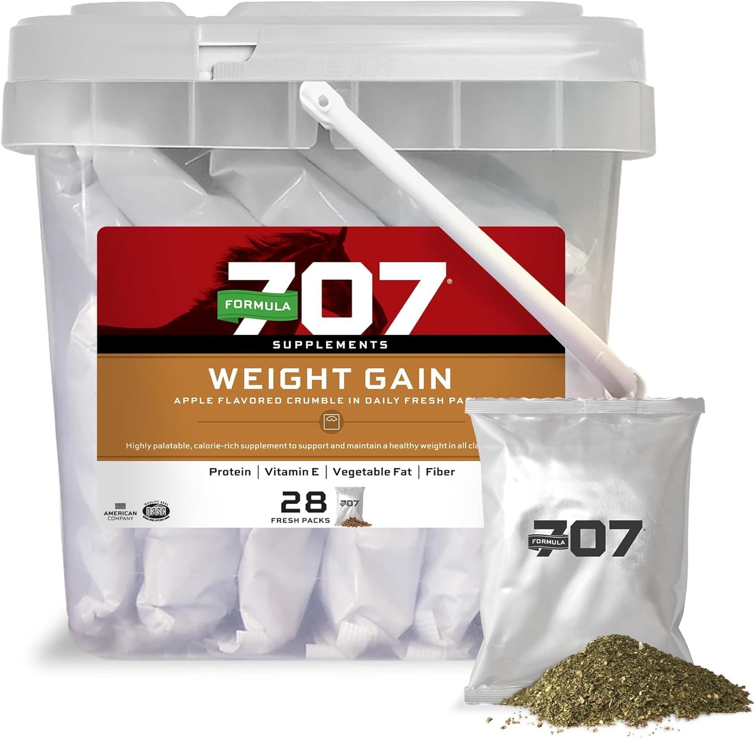 Palatable Equine Weight Gain Supplement, 28 Day Supply - Calorie-Rich Support for Hard-to-Keep & Senior Horses