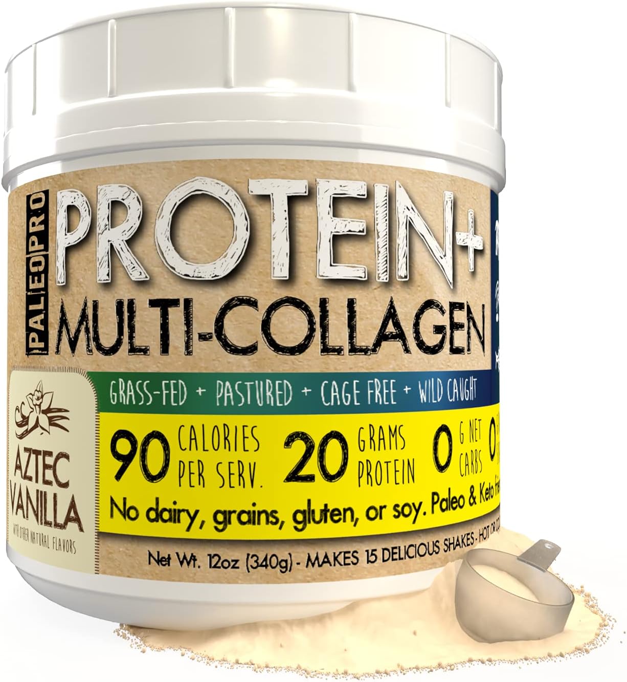 PaleoPro® Protein+ Multi-Collagen Powder in Aztec Vanilla Flavor - Paleo Friendly