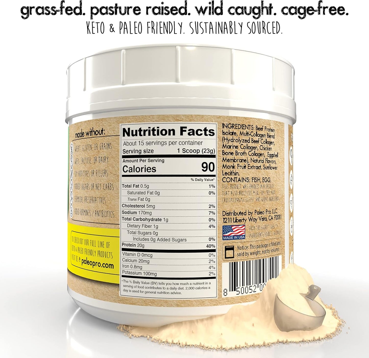 PaleoPro® Protein+ Multi-Collagen Powder in Aztec Vanilla Flavor - Paleo Friendly