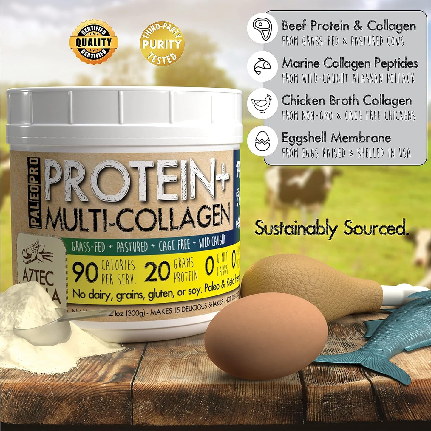 PaleoPro® Protein+ Multi-Collagen Powder in Aztec Vanilla Flavor - Paleo Friendly