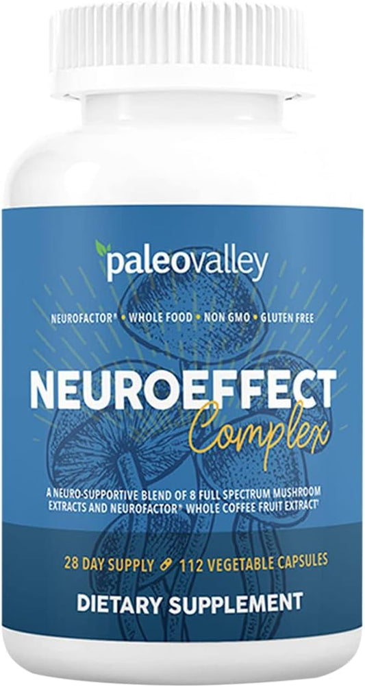 Paleovalley NeuroEffect: Focus, Memory, and Energy Support Supplement with 8 Mushroom and Coffee Fruit Extracts - 28-Day Supply