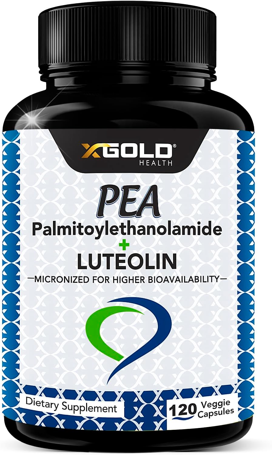 Palmitoylethanolamide + Luteolin Supplement 630mg - 98% Standardized - 99% Micronized Pea - USA Made - 120 Capsules