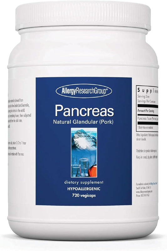 Pancreas Dietary Supplement by Allergy Research Group - Natural Pork Glandular Support, Vegetarian Capsules - 720 Count