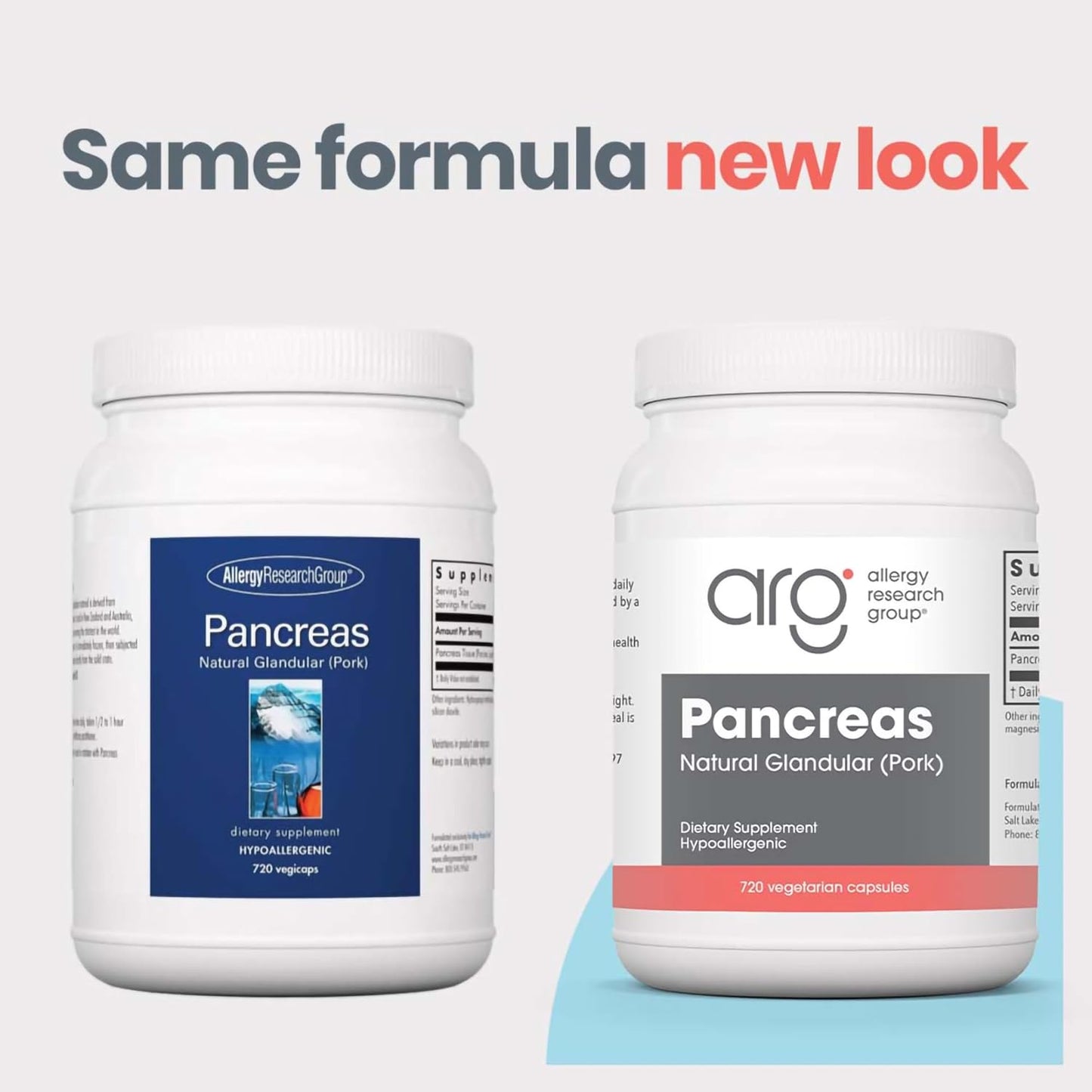 Pancreas Dietary Supplement by Allergy Research Group - Natural Pork Glandular Support, Vegetarian Capsules - 720 Count