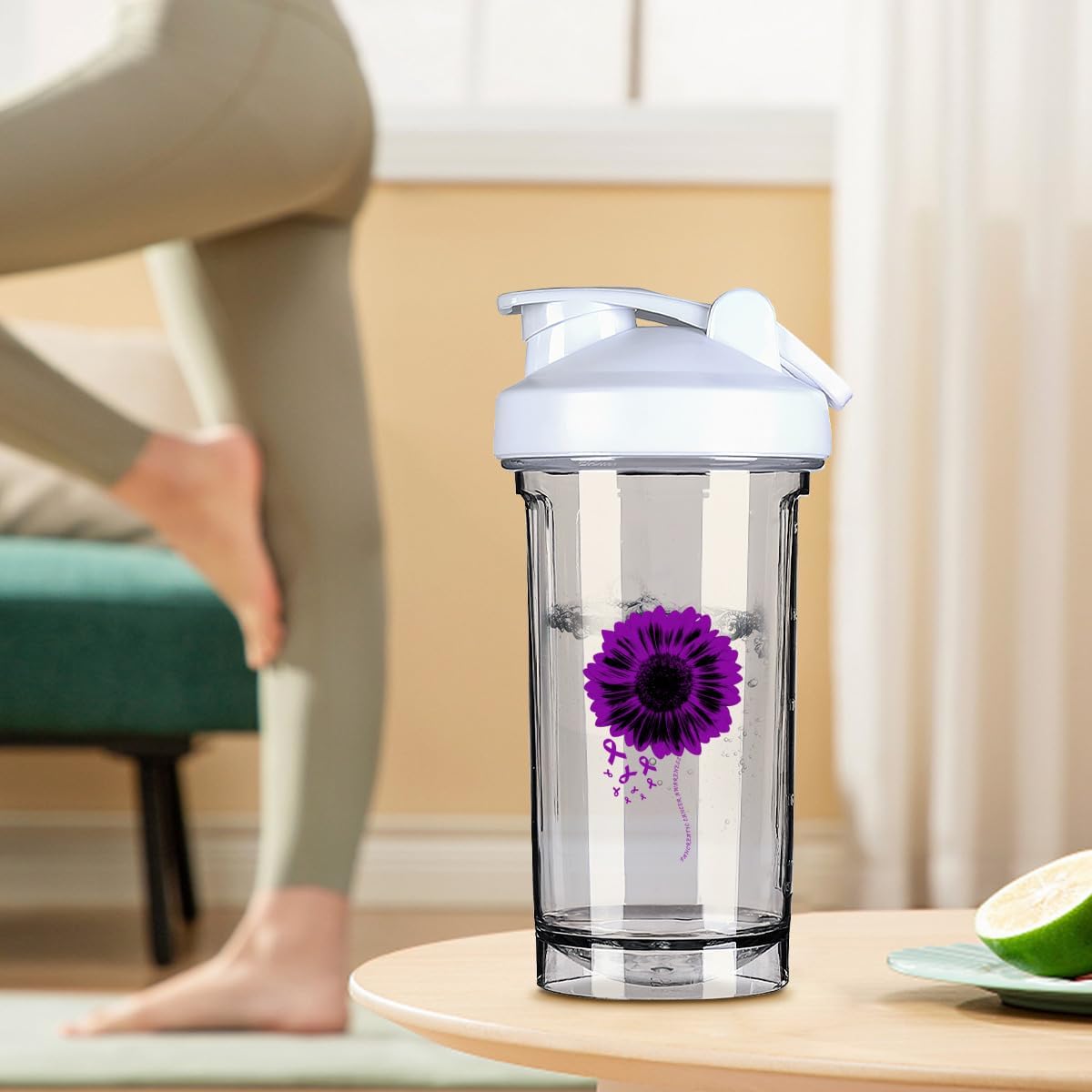 Pancreatic Cancer Awareness Shaker Bottle - 18oz Leak-proof Mixer for Protein Shakes & Meal Replacements