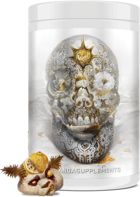 Panda Supps Skull Nootropic Pre-Workout - 403mg Caffeine, Tunnel Vision Focus, Energy Boost - Lemon Blueberry Pineapple Flavor - 40 Servings