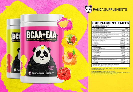 Panda Supps Underground Bio Labs BCAA+EAA Amino Supplement for Intra-Workout, Hydration, and Recovery - 2:1:1 Ratio (30 Servings, Pink Lemonade)