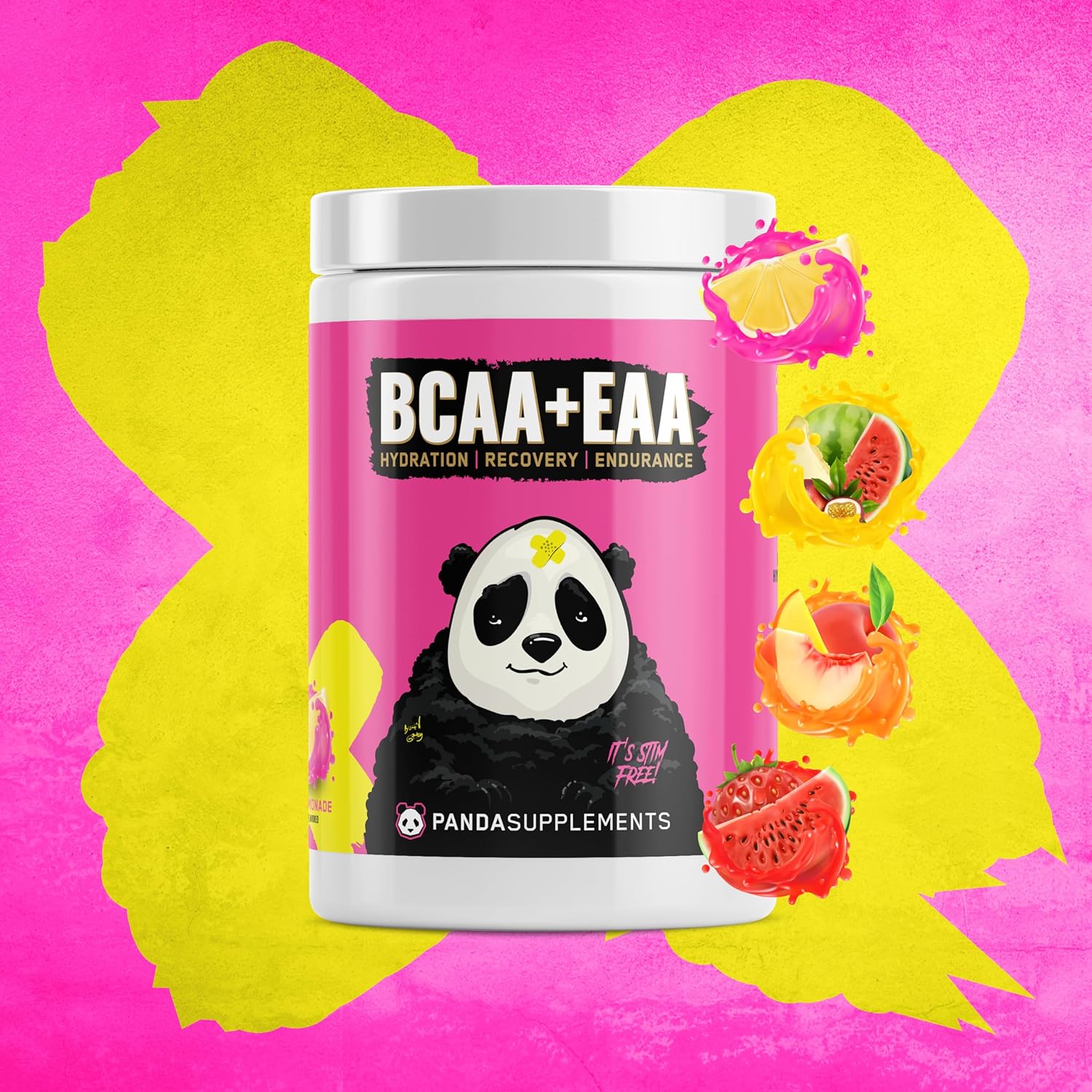 Panda Supps Underground Bio Labs BCAA+EAA Amino Supplement for Intra-Workout, Hydration, and Recovery - 2:1:1 Ratio (30 Servings, Pink Lemonade)