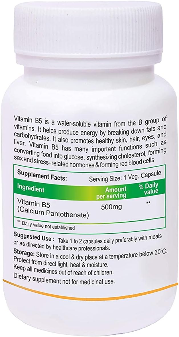 Panihari Biotrex Nutraceuticals Vitamin B5, 500 mg -60 Veg Capsule