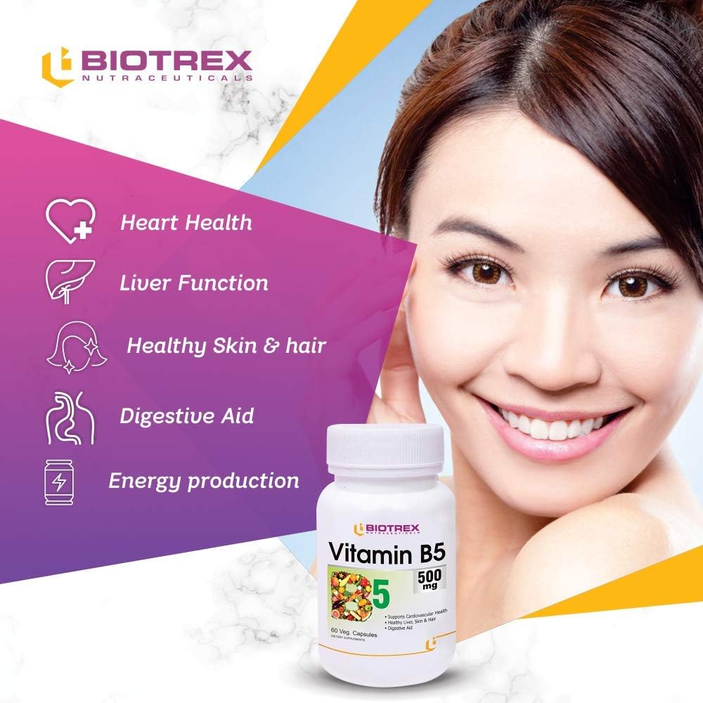 Panihari Biotrex Nutraceuticals Vitamin B5, 500 mg -60 Veg Capsule
