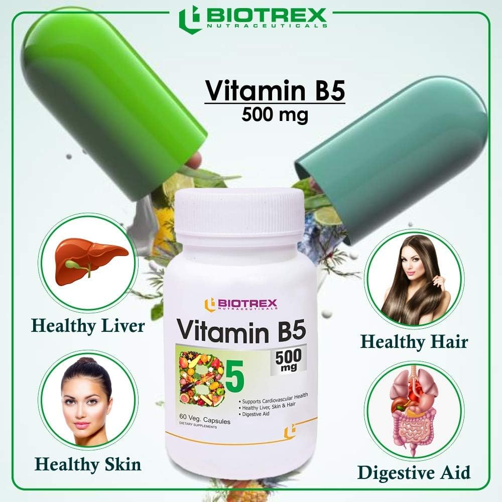 Panihari Biotrex Nutraceuticals Vitamin B5, 500 mg -60 Veg Capsule