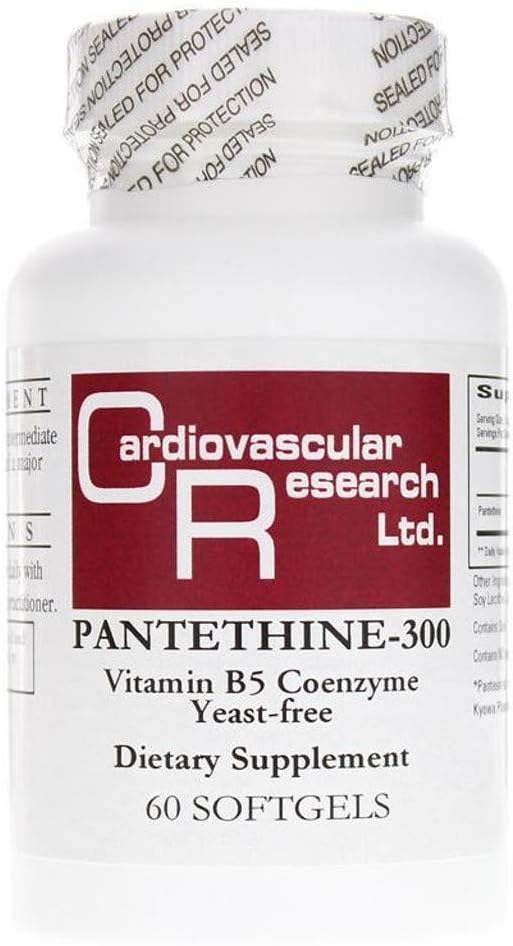 Pantethine-300 Vitamin B5 for Cardiovascular Health, White Capsules, 60 Count