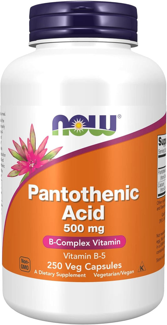 Pantothenic Acid (Vitamin B-5) 500mg Capsules - B-Complex Vitamin Supplement by NOW Foods, 250 Count