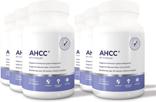 Papillex AHCC Supplement - Natural Immune Support - Maximum Strength Formula - Boosts Natural Killer Cell Activity - 120 Veggie Capsules (6 Pack)