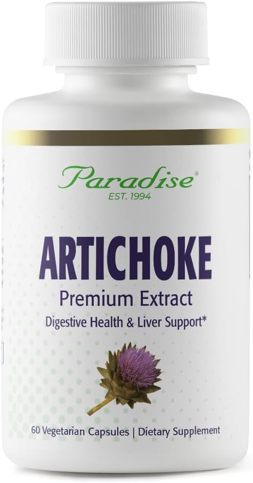 Paradise Herbs Artichoke Extract Capsules - 250mg, Supports Digestive Health, Vegan, Non GMO, Gluten Free, Whole Spectrum Formula - 60 Count.