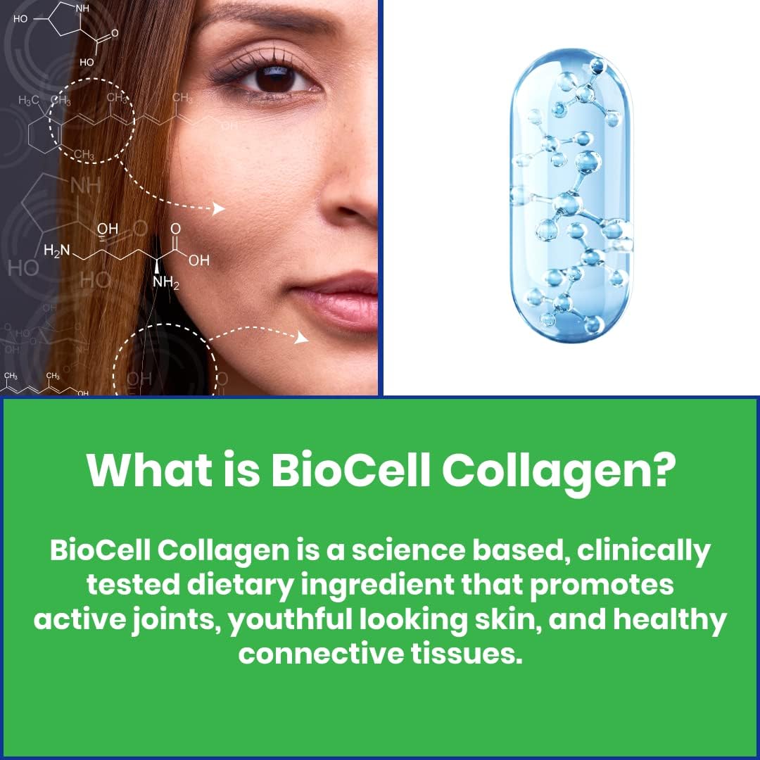 Paradise Herbs Collagen Extreme Capsules with Biocell & Hyaluronic Acid for Hair, Skin, Joints - 60 Count