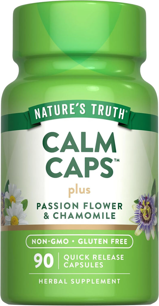 Passion Flower and Chamomile Calm Capsules - 90 Count - Non-GMO, Gluten Free Supplement by Nature's Truth
