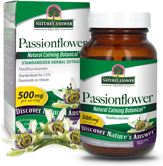 Passion Flower Dietary Supplement for Natural Calm | Non-GMO, Alcohol-Free, Gluten-Free | Vegetarian & Vegan | 60 Capsules