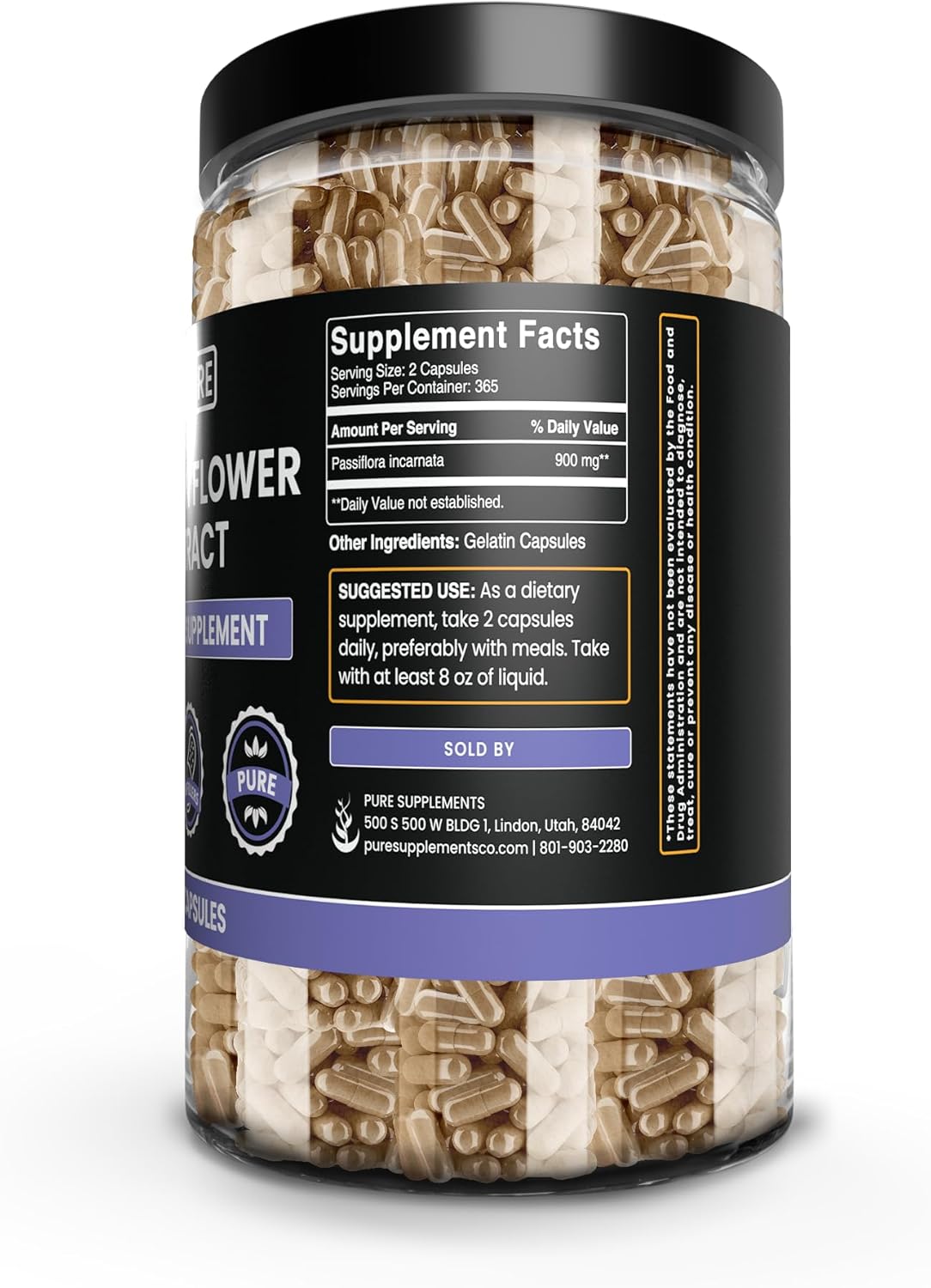 Passion Flower Extract Capsules - 730 Count, Pure Ingredients, No Fillers - Lab Verified