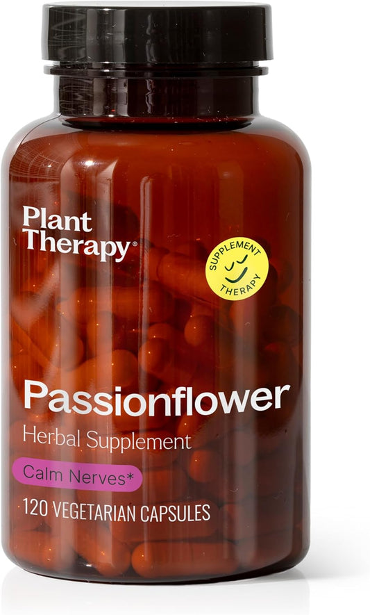 Passionflower Herbal Supplement Capsules for Calming Nerves & Improving Sleep Quality - 120 Vegetarian Capsules - Made in USA