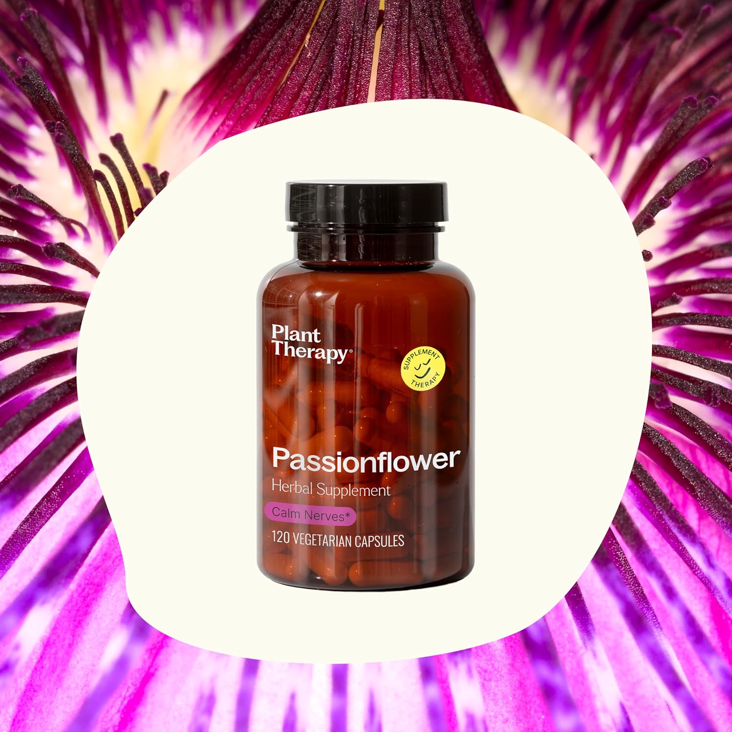 Passionflower Herbal Supplement Capsules for Calming Nerves & Improving Sleep Quality - 120 Vegetarian Capsules - Made in USA