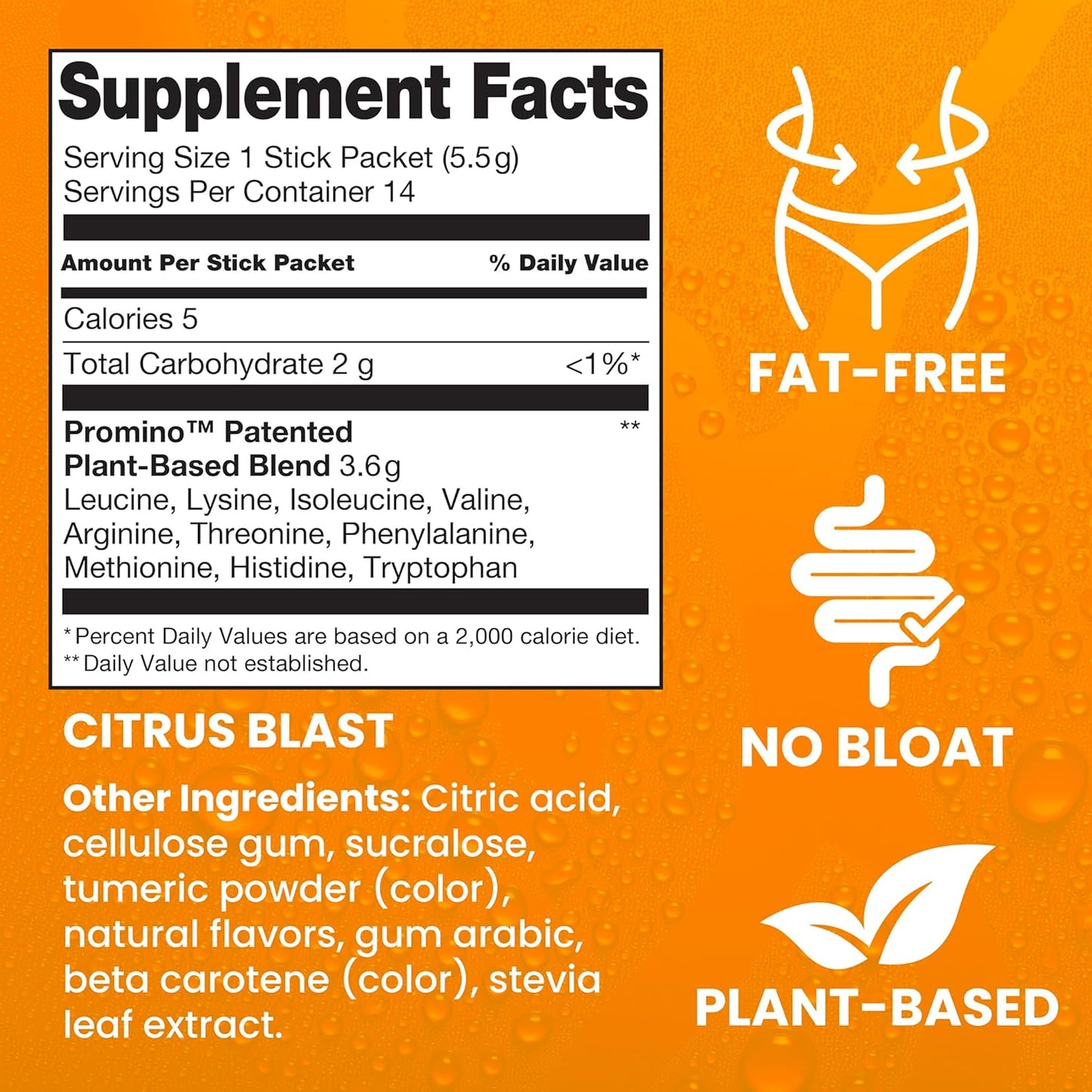 Patented EAA Muscle Building Drink Sticks - 40g Whey Protein Isolate per Stick - Citrus Blast Flavor - 30 Count