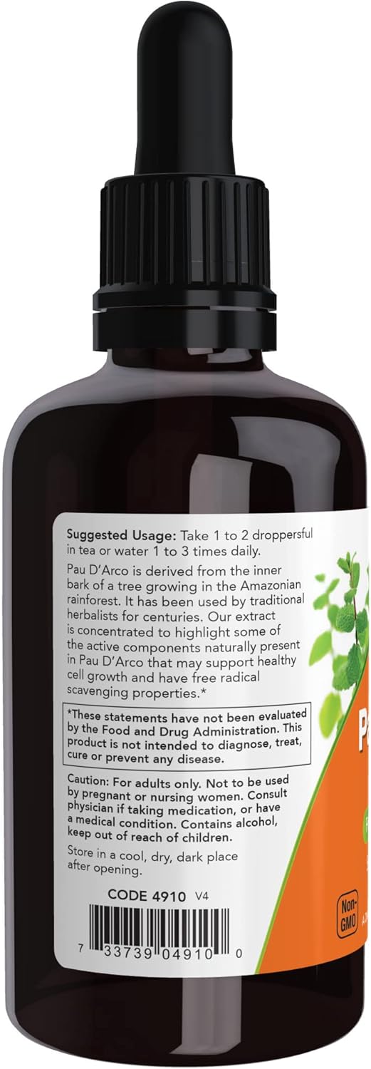 PAU D'Arco Extract Liquid with Dropper by NOW Foods - 2-Ounce Pack of 2 - Free Radical Scavenger Supplement