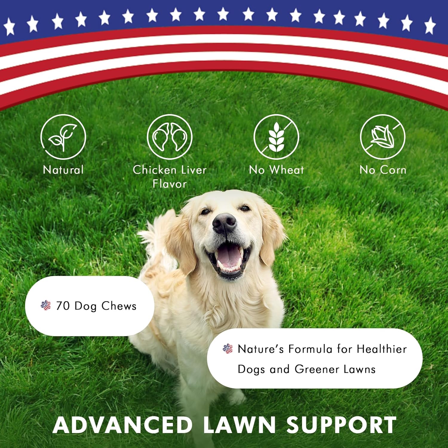 Pawfetto Advanced Lawn Support Supplement for Dogs - 70 Chicken Liver Flavored Chews with Cranberry, Amino Acids, and Brewer’s Yeast, Easily Digestible for Pampered Pets