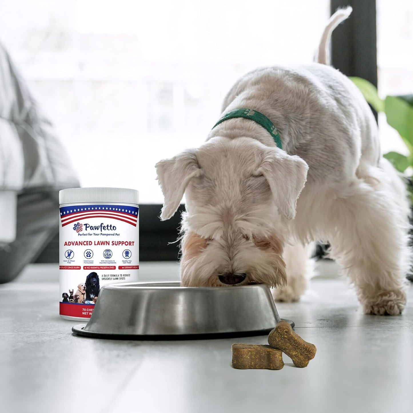 Pawfetto Advanced Lawn Support Supplement for Dogs - 70 Chicken Liver Flavored Chews with Cranberry, Amino Acids, and Brewer’s Yeast, Easily Digestible for Pampered Pets